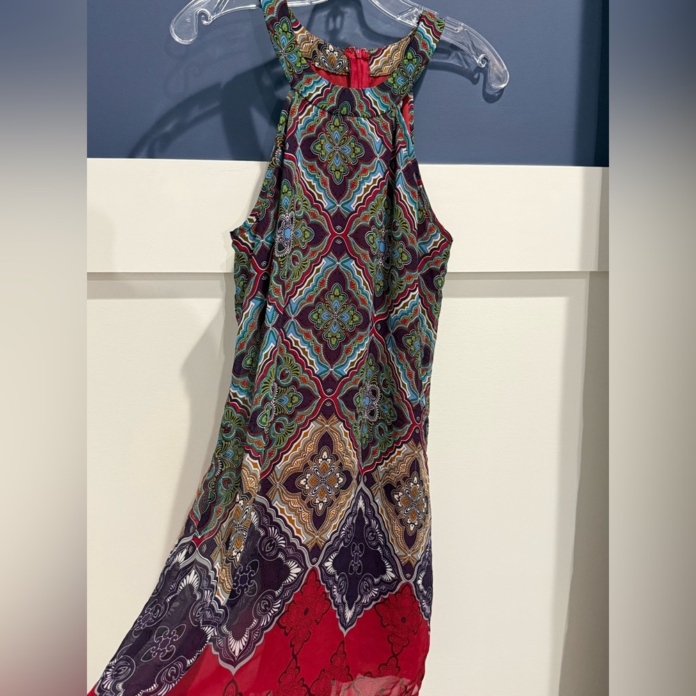 Speechless Multicolor Patterned Halter Midi Dress Size 9